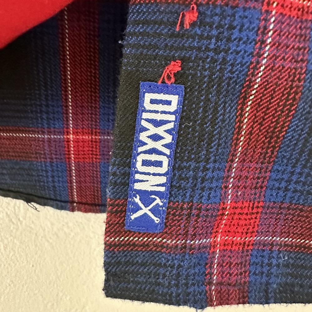 Dixxon Flannel Hometown Shirt Mens large Red Blue Plaid Long Sleeve button up - Picture 7 of 11
